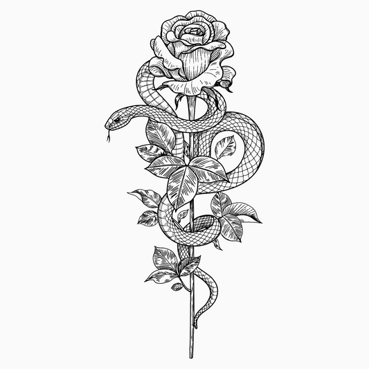 Rose mit Schlange Tattoo